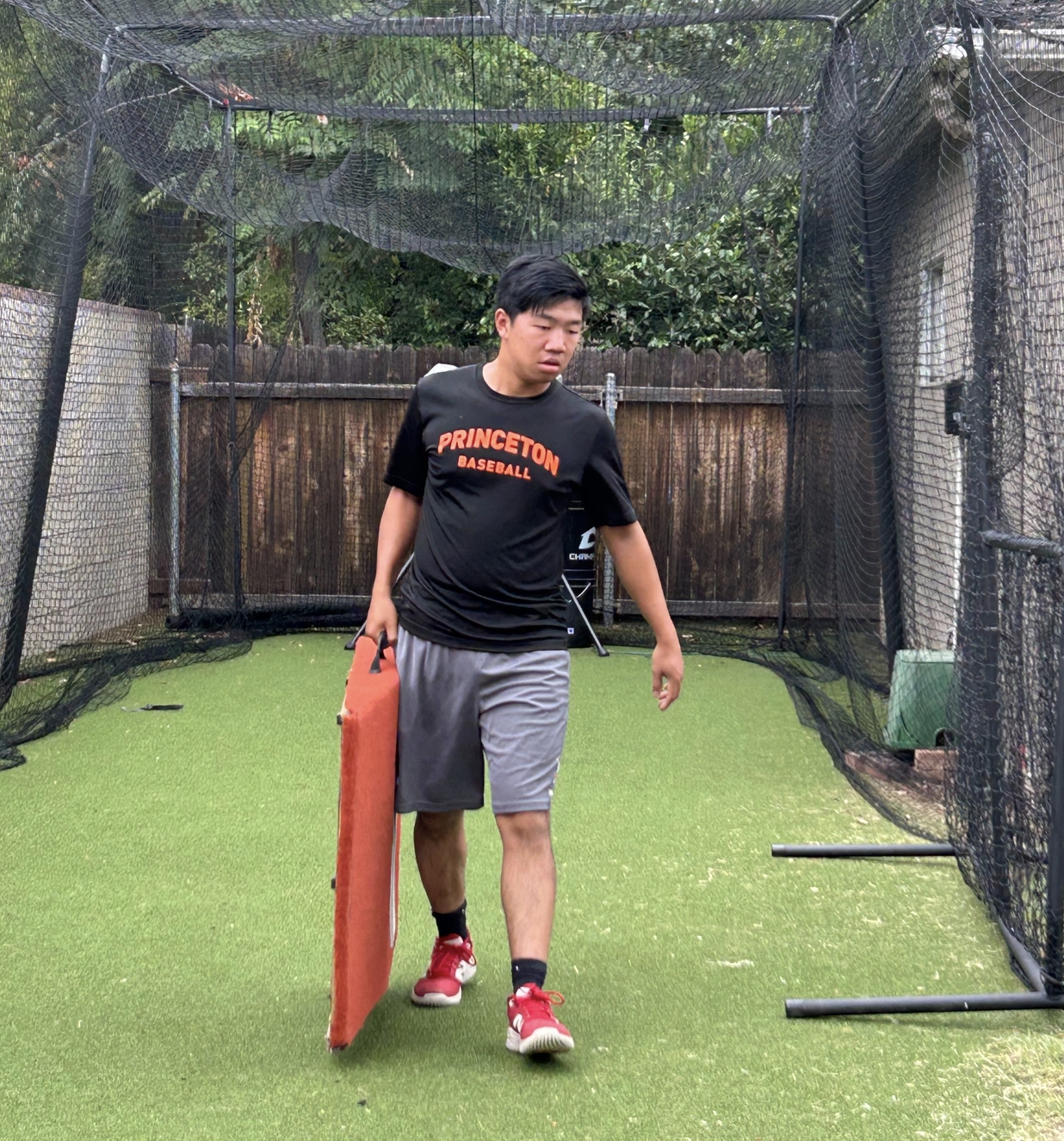 Baseball player at practice